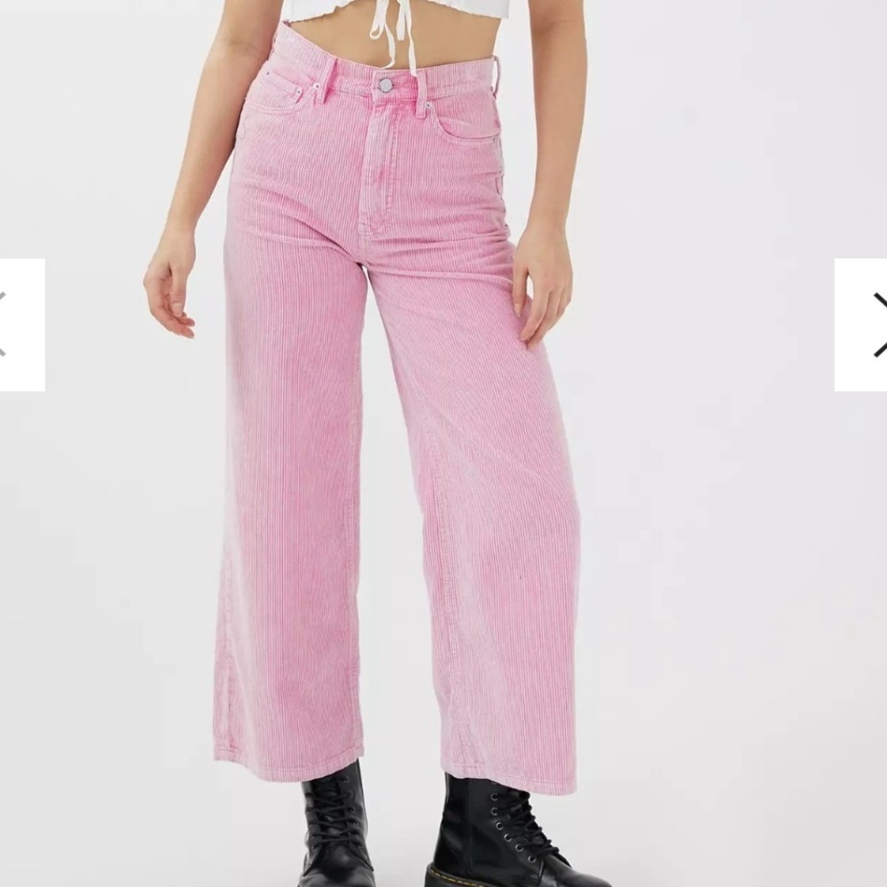 BDG Pink High‎ & Wide High Waist Ankle Corduroy Pants Sz 29 Cottage Retro Street